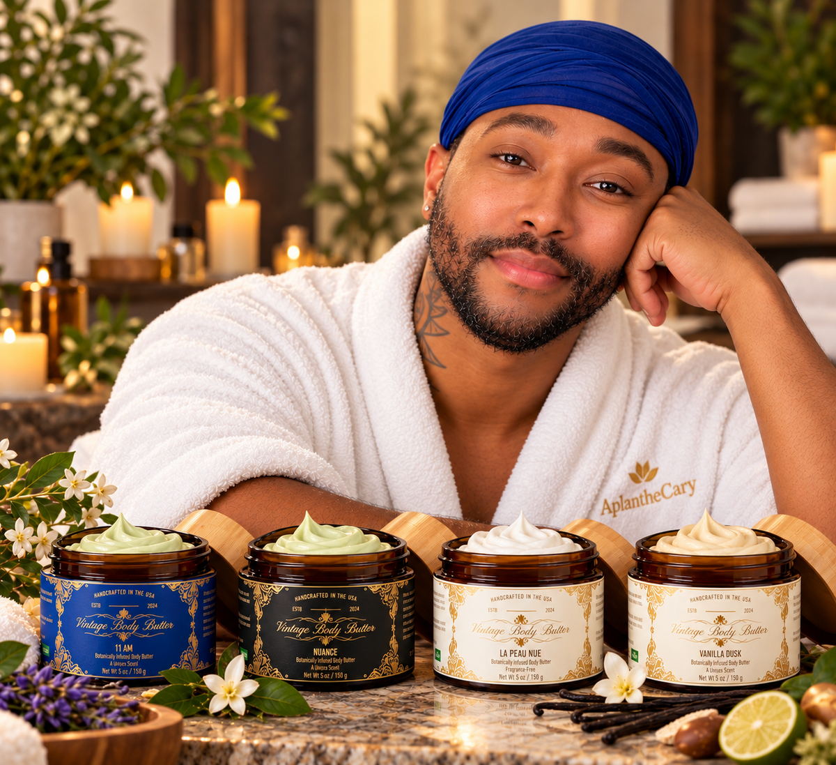 AplantheCary founder with 11 AM, Nuance, La Peau Nue, and Vanilla Dusk body butters