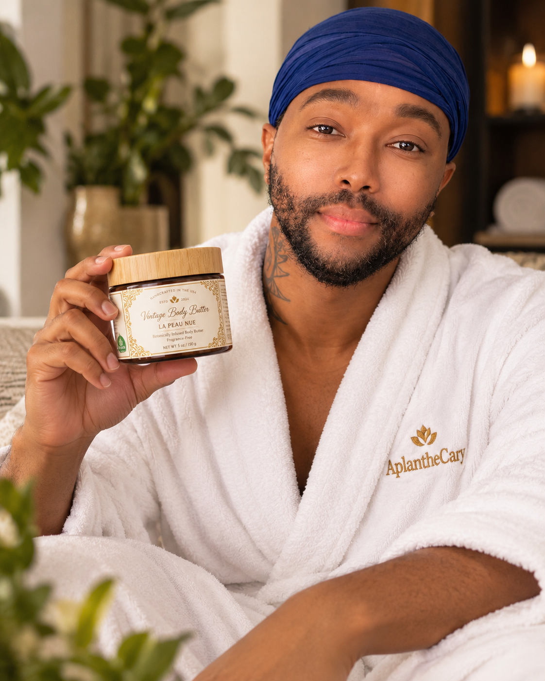 AplantheCary founder holding La Peau Nue fragrance-free body butter