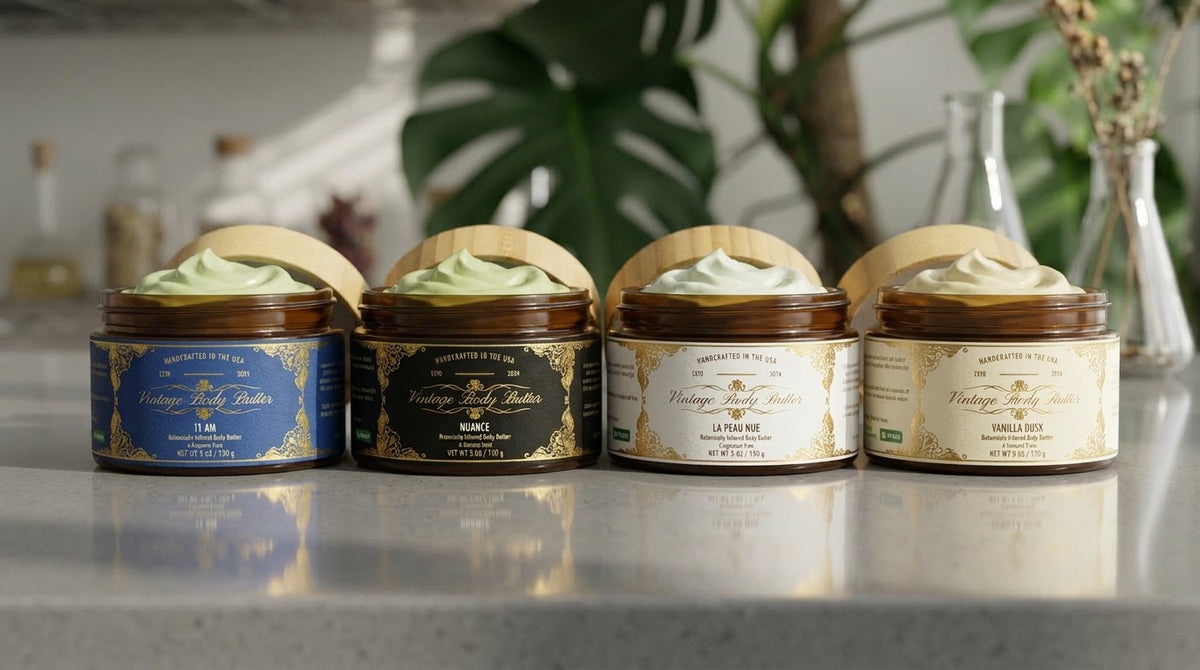 The Complete Collection: four AplantheCary Body Butters, lids open